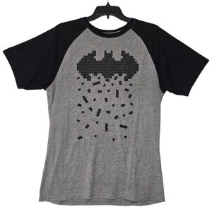 LEGO Batman Movie Men's Raglan T-Shirt Gray Black Brick‎ Logo Top